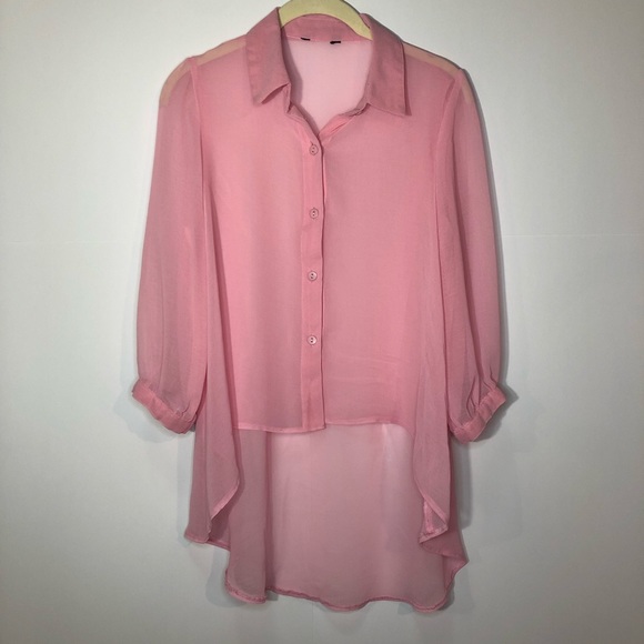 Chiffon Blouse | Sheer Pink - Picture 3 of 12